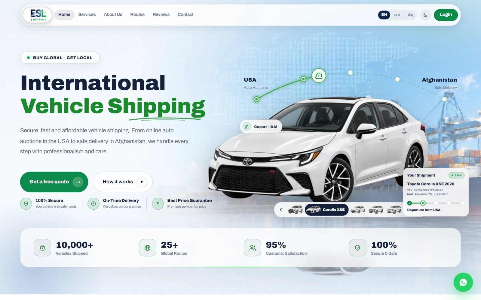 ESL Shipping - Vehicle shipping platform
